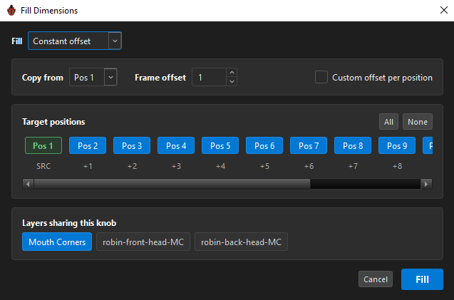 Fill Dimensions dialog