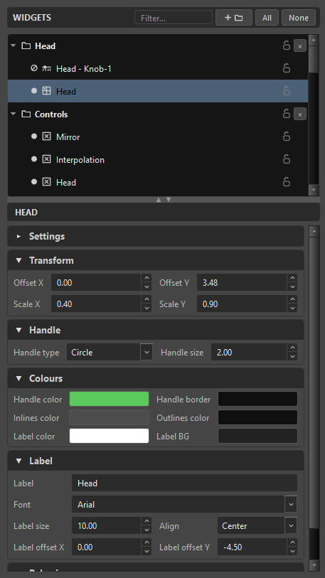Widgets and inspector