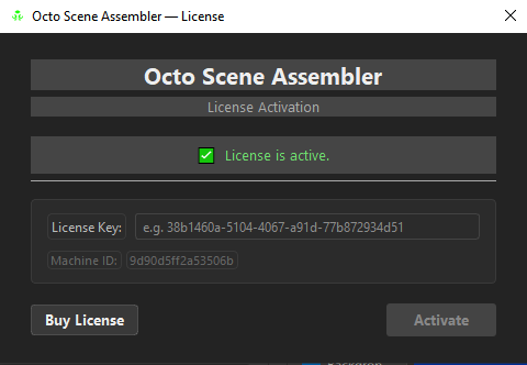 Activation dialog