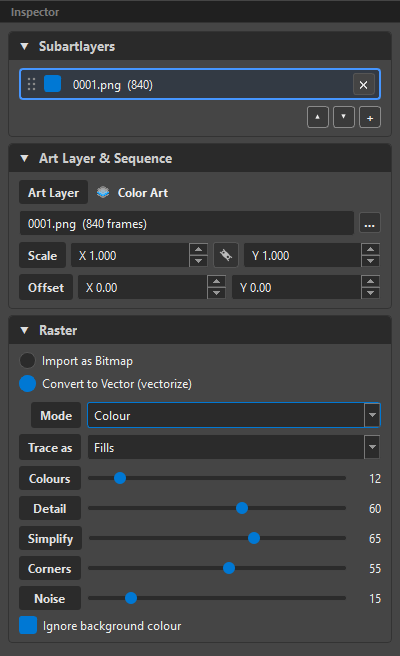 Raster / vectorize inspector